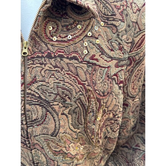 Vintage Ellen Figg Paisley Tapestry Blazer Jacket With Sequins - Picture 4 of 8